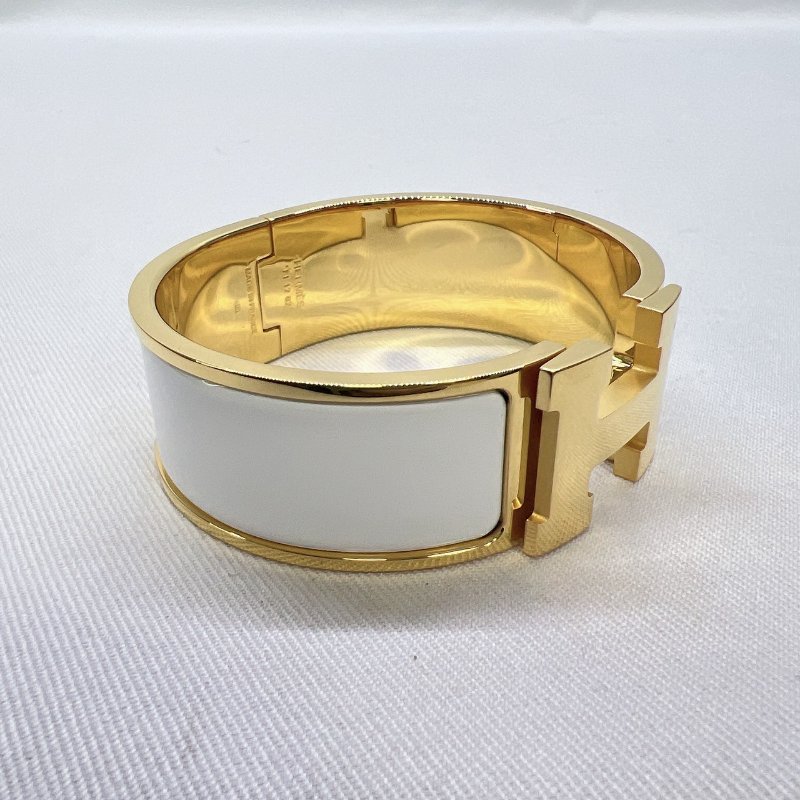 HERMES Clic H寬版白金手環-3