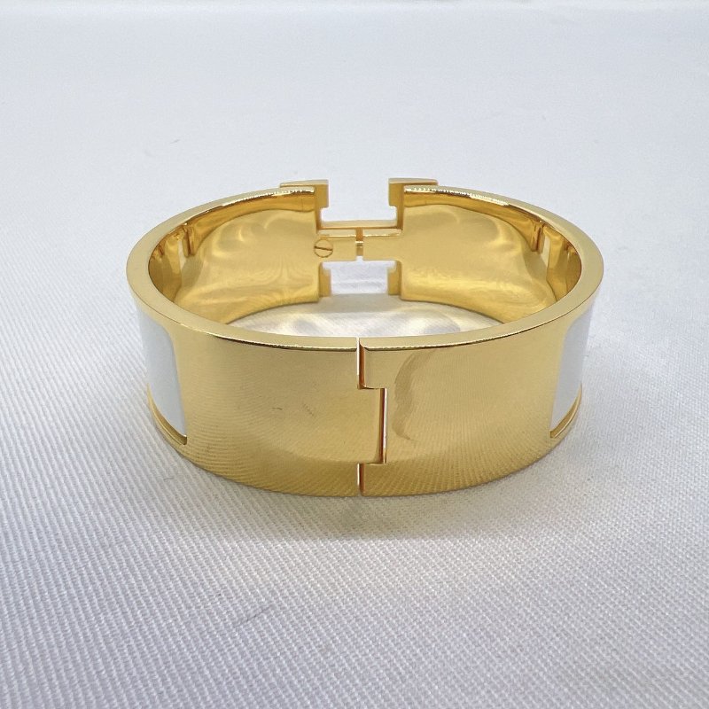 HERMES Clic H寬版白金手環-4