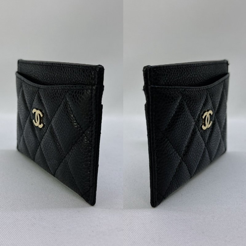CHANEL 經典黑金荔枝牛卡片夾-2