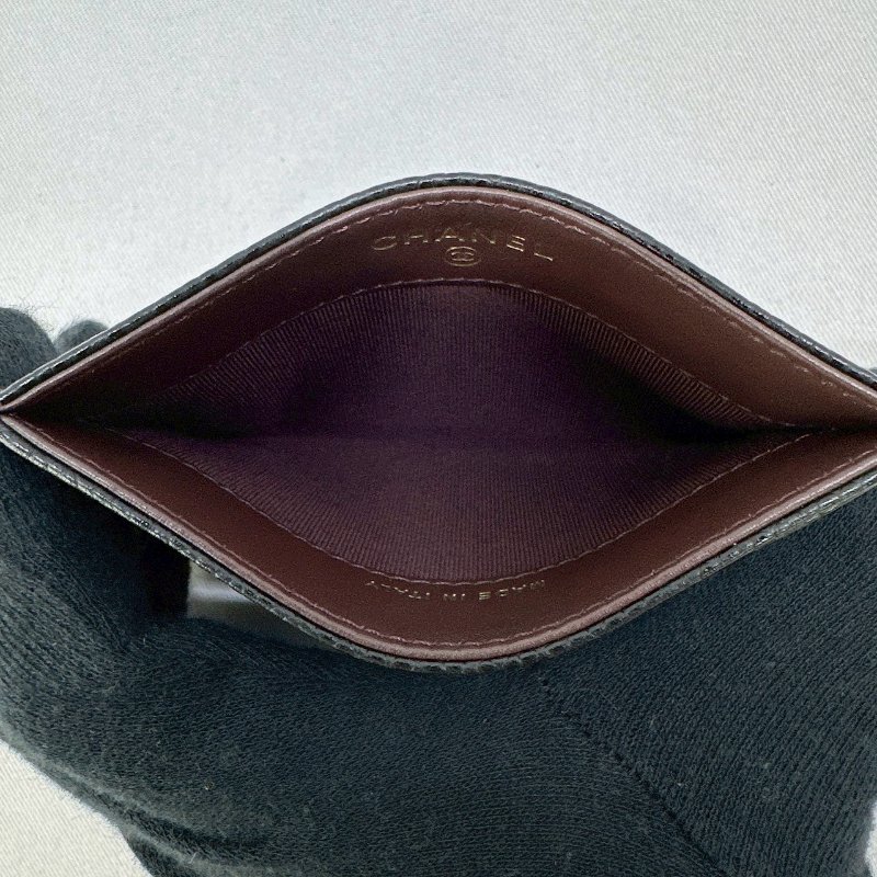 CHANEL 經典黑金荔枝牛卡片夾-3