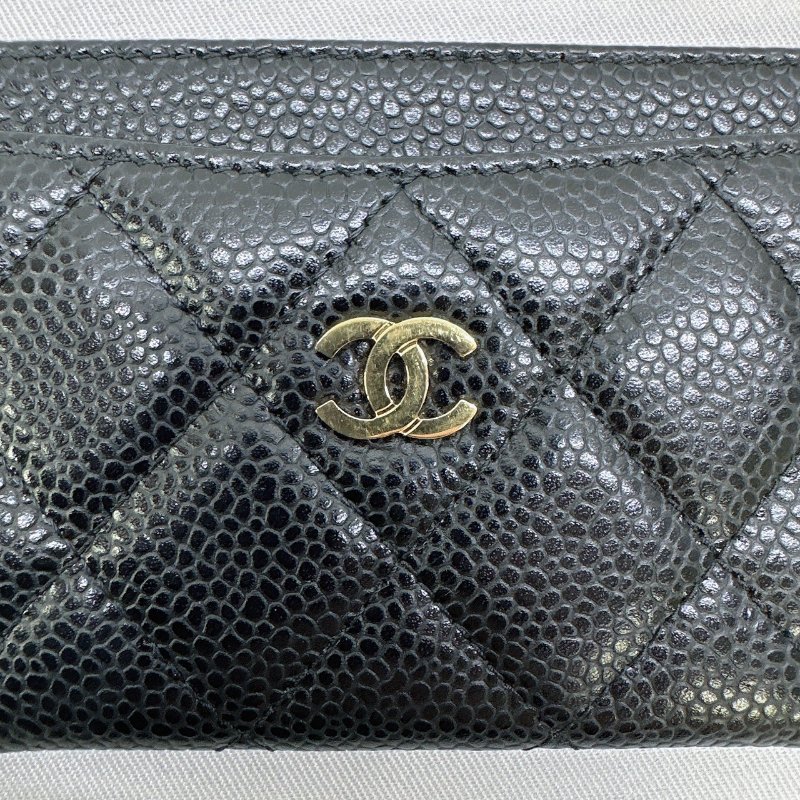 CHANEL 經典黑金荔枝牛卡片夾-4