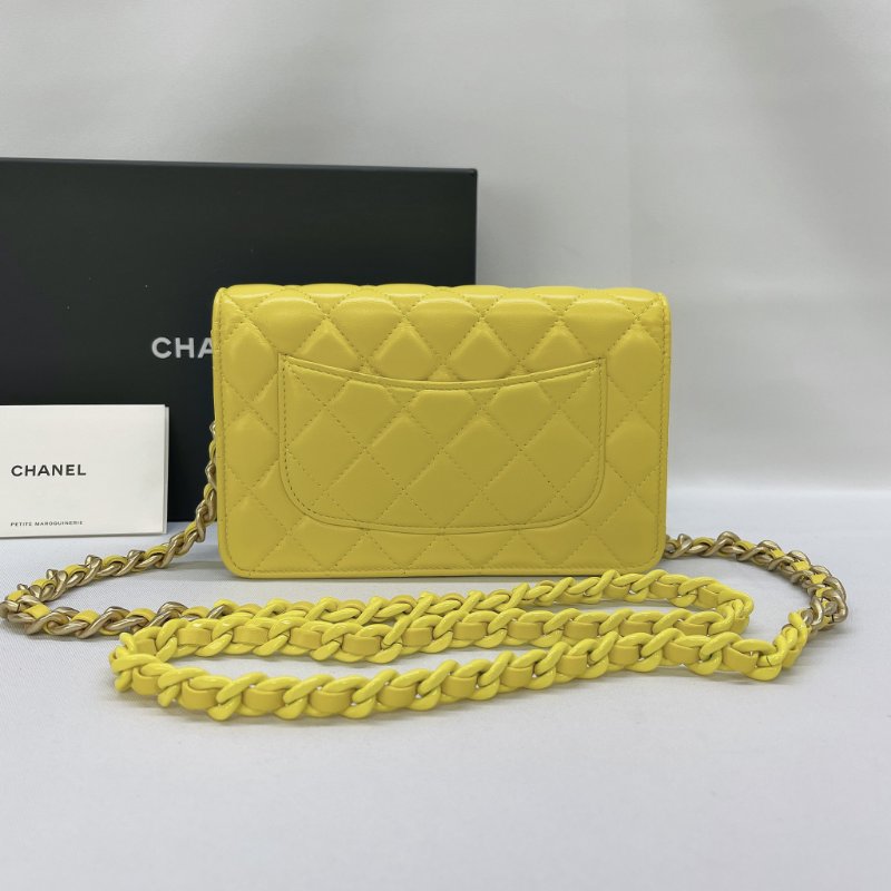 CHANEL 檸檬黃雙色粗鏈條WOC-1