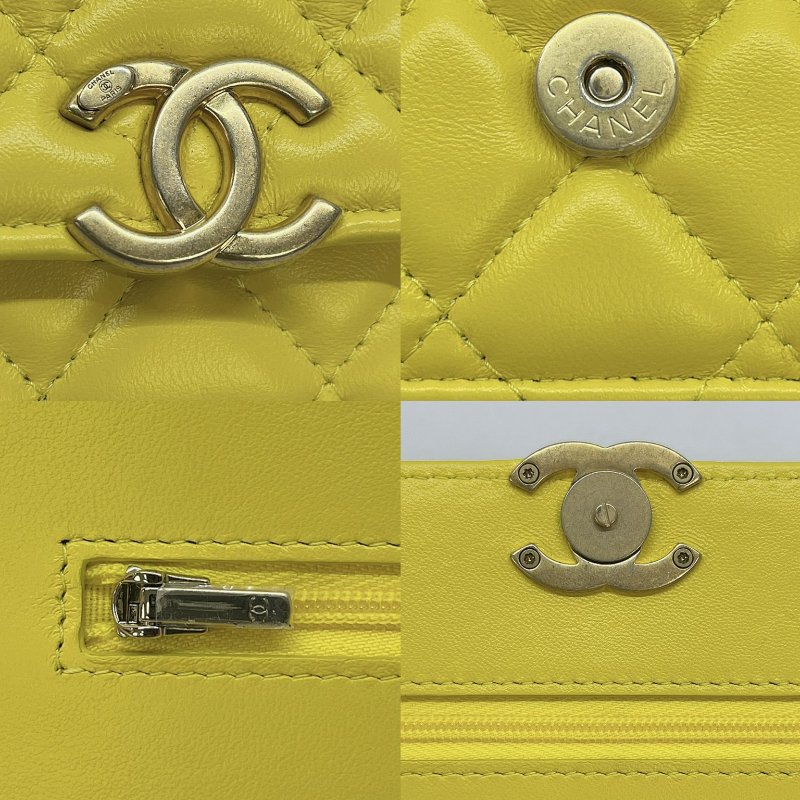 CHANEL 檸檬黃雙色粗鏈條WOC-6