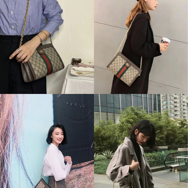 售 二手 真品 GUCCI 經典log 夾子包手拿包 斜背包-10