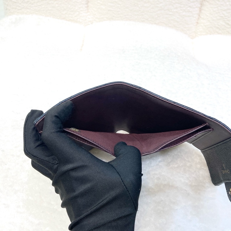 香奈兒經典coco短夾Chanel黑金荔枝牛皮三折短夾AP0231-6