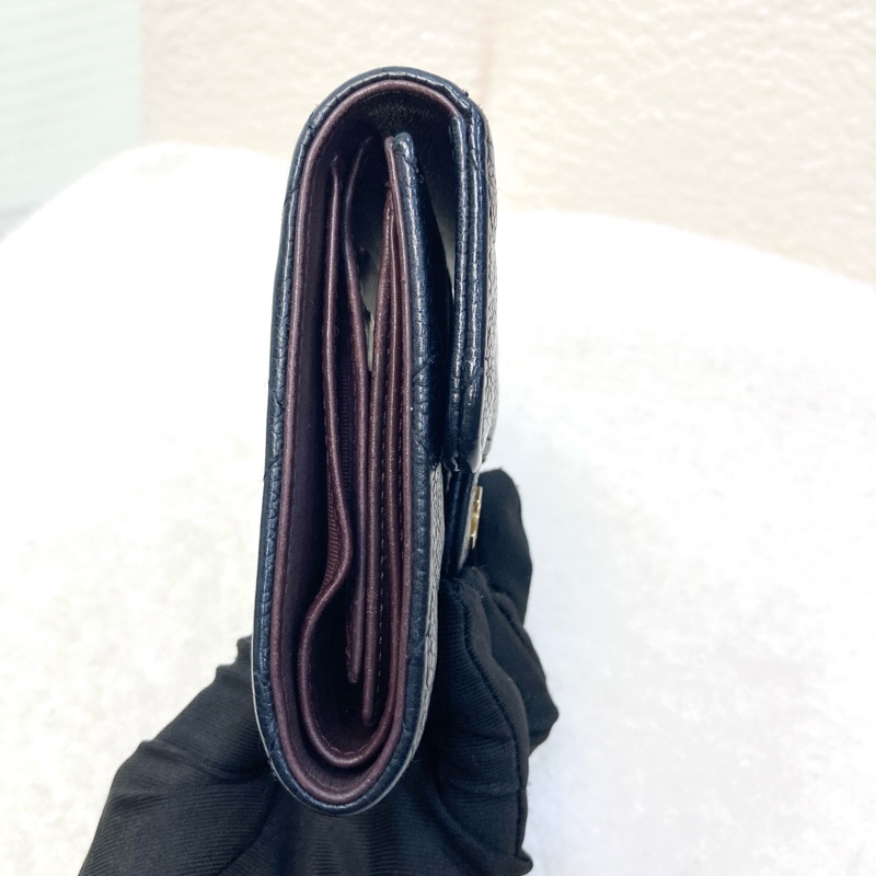 香奈兒經典coco短夾Chanel黑金荔枝牛皮三折短夾AP0231-10