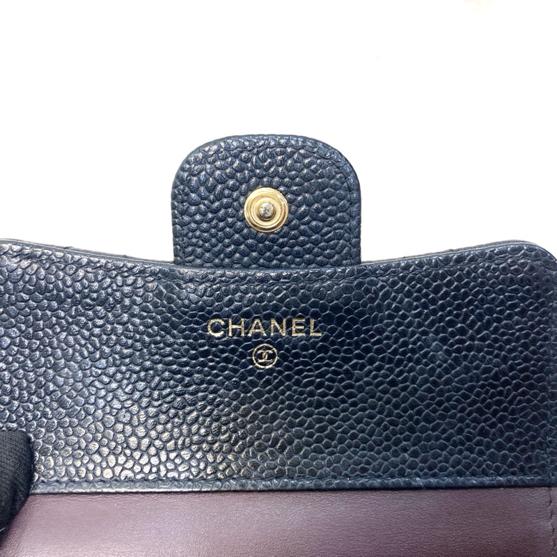 香奈兒經典coco短夾Chanel黑金荔枝牛皮三折短夾AP0231-12