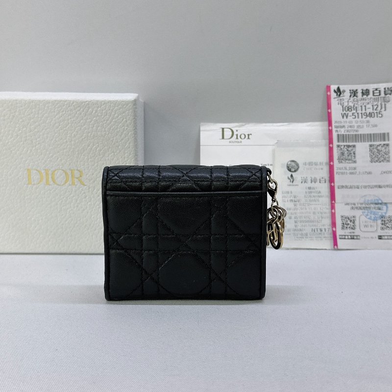 DIOR LADY DIOR小羊皮三折短夾-1