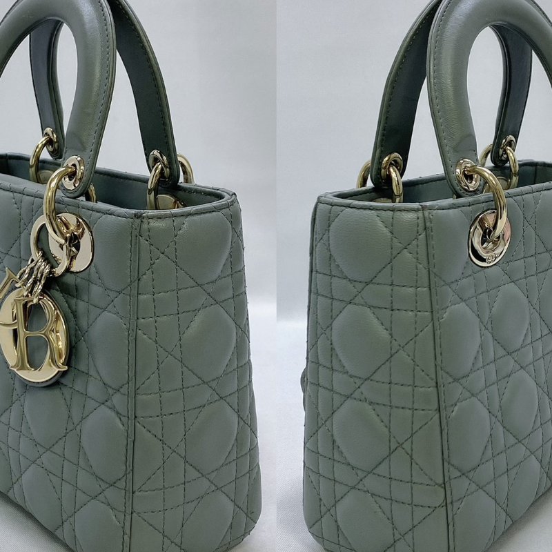 Dior Lady Dior石灰色四格黛妃包-2