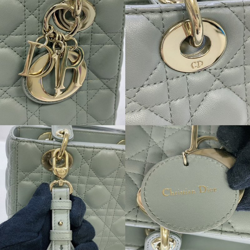 Dior Lady Dior石灰色四格黛妃包-4
