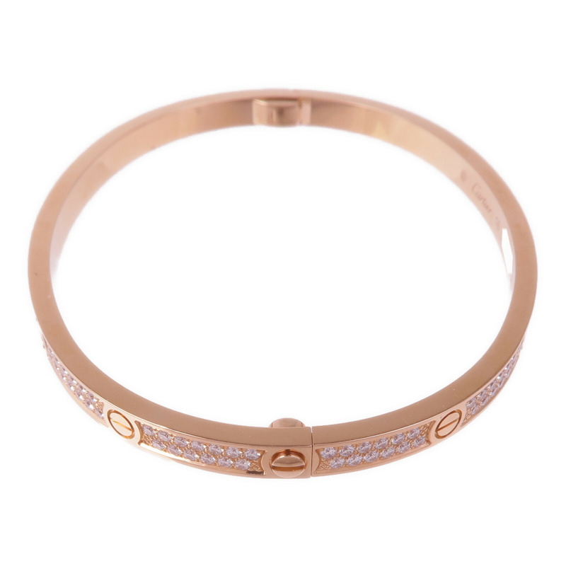 CARTIER 18K玫瑰金Love Bracelet Small Model Full Diamonds鑽石手鐲Cartier#16-1