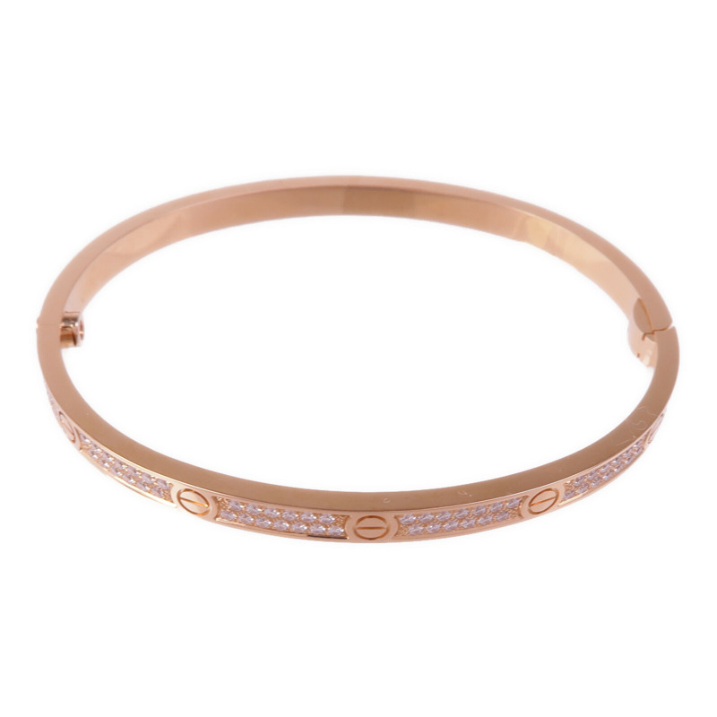 CARTIER 18K玫瑰金Love Bracelet Small Model Full Diamonds鑽石手鐲Cartier#16-2