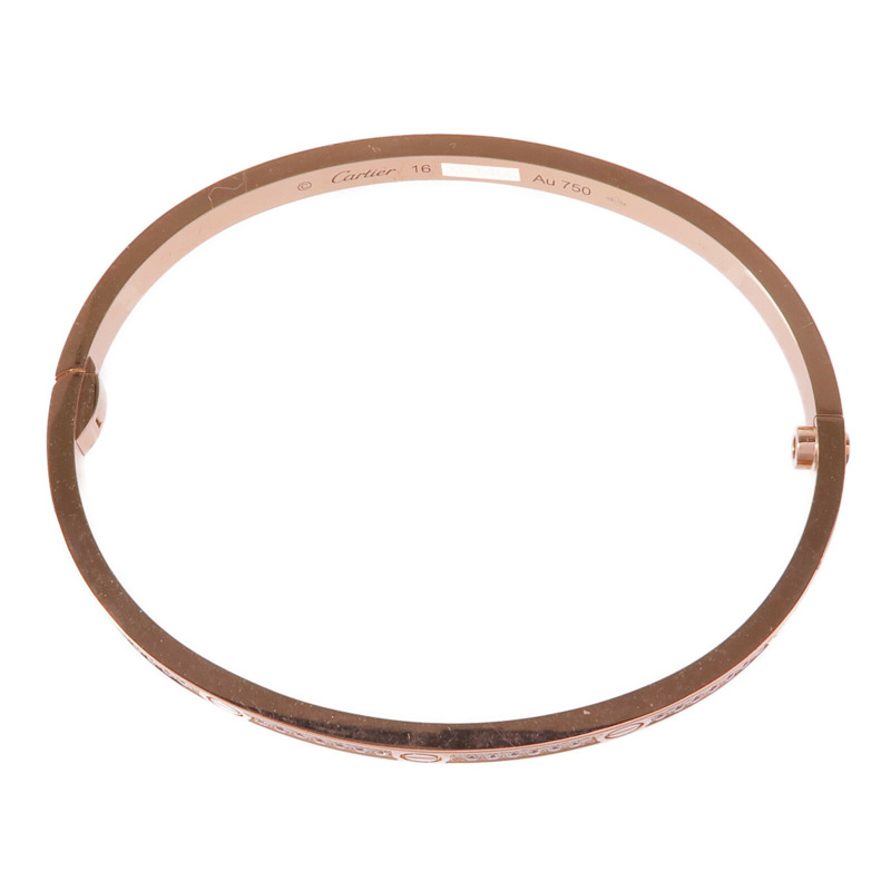 CARTIER 18K玫瑰金Love Bracelet Small Model Full Diamonds鑽石手鐲Cartier#16-3