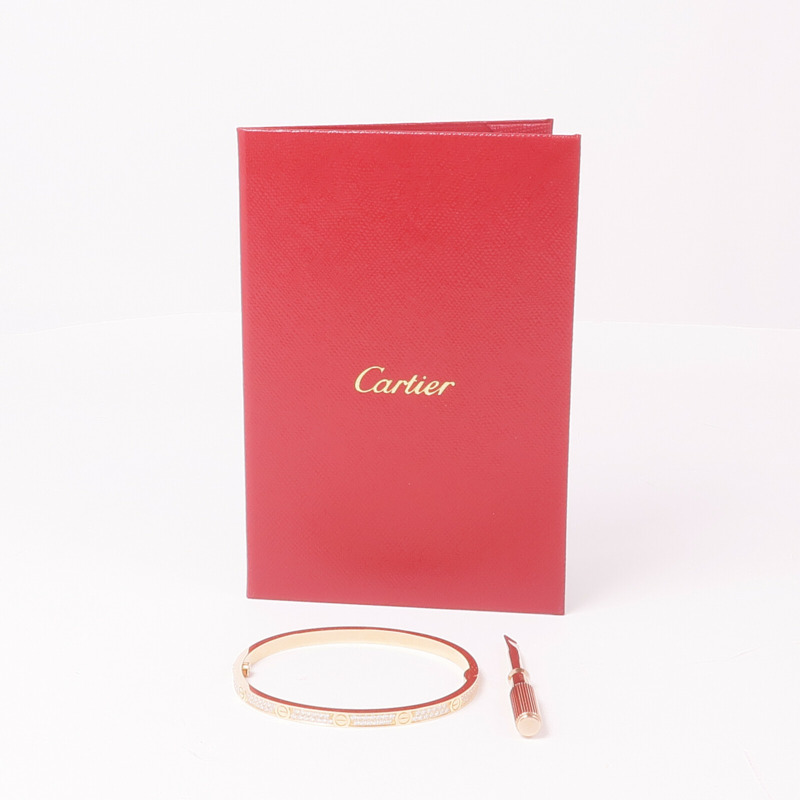 CARTIER 18K玫瑰金Love Bracelet Small Model Full Diamonds鑽石手鐲Cartier#16-7