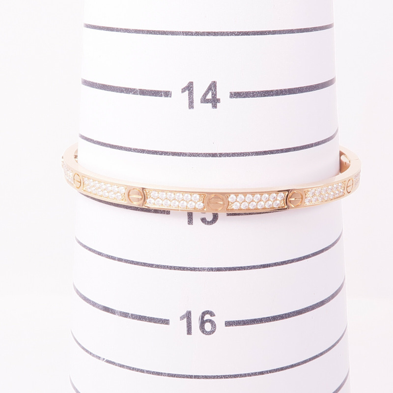 CARTIER 18K玫瑰金Love Bracelet Small Model Full Diamonds鑽石手鐲Cartier#16-8