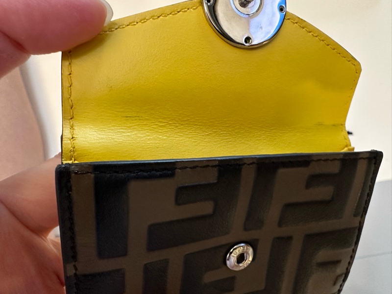 FENDI 芬迪 芬迪折疊錢包三折皮夾皮 全新(防塵布)黃色老花-3