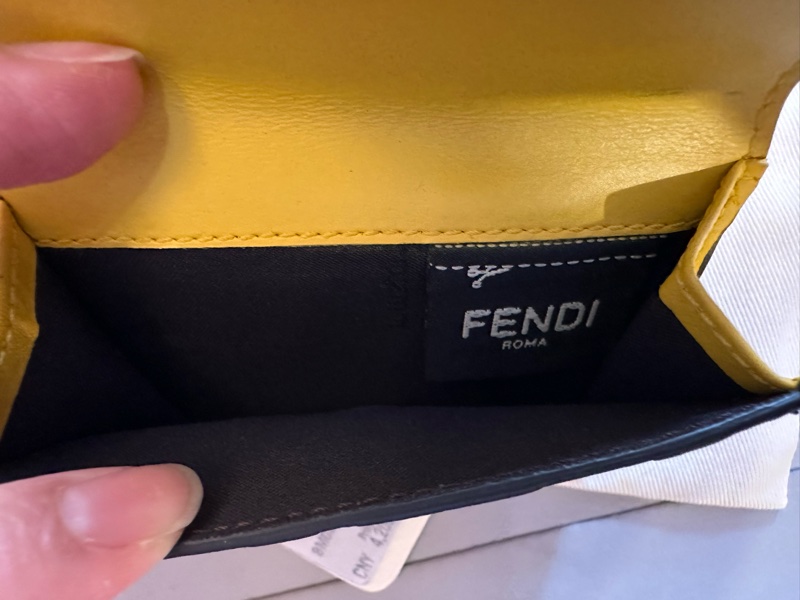 FENDI 芬迪 芬迪折疊錢包三折皮夾皮 全新(防塵布)黃色老花-15