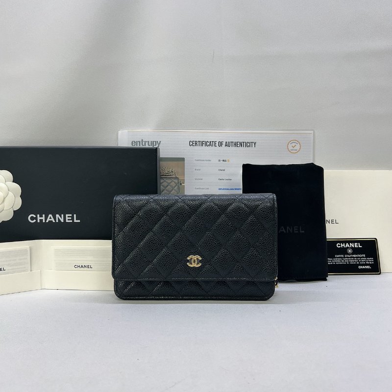 CHANEL WOC 黑金荔枝牛鏈帶包-0