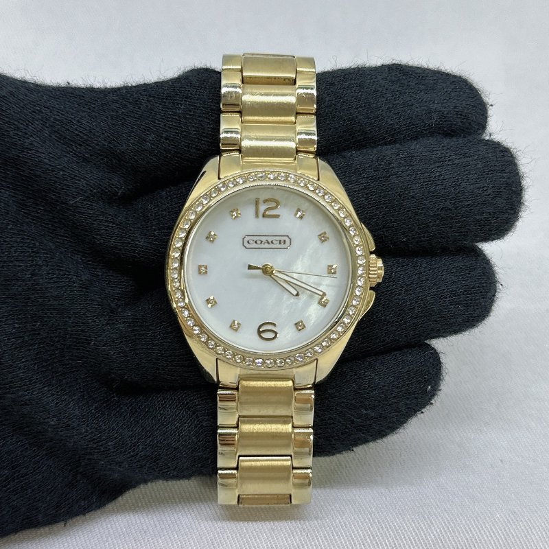 COACH 珍珠母貝水鑽女錶-6