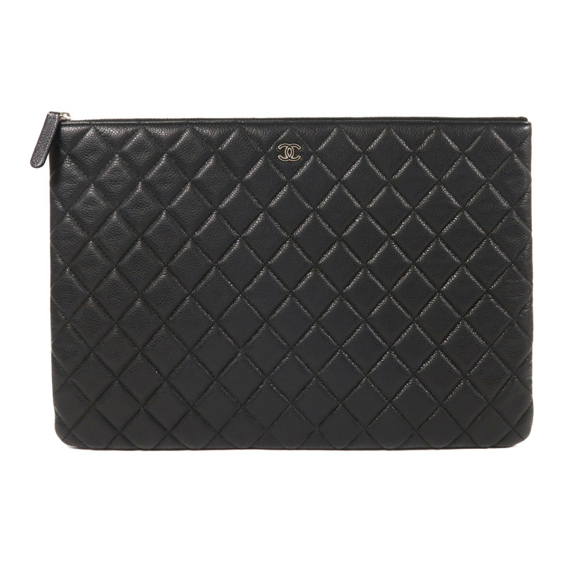 CHANEL 牛皮皮革Clutch Bag銀扣手拿包-0