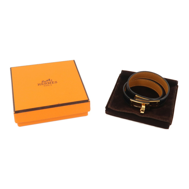 HERMES Box Calf皮革Kelly Double Tour手鐲-5