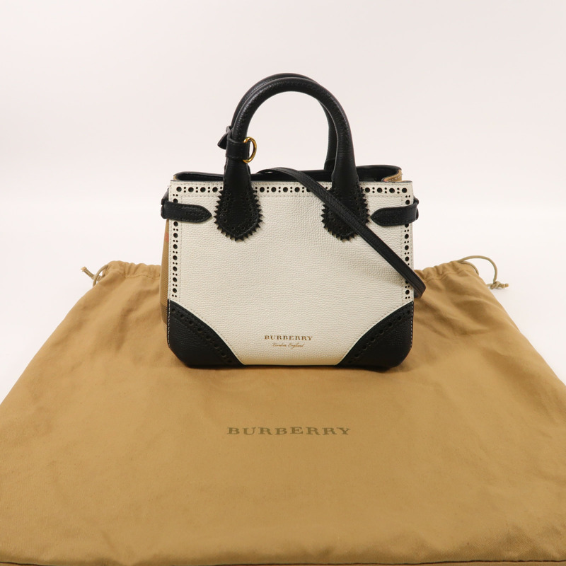 BURBERRY 牛皮皮革/帆布2 Way Shoulder金扣手挽肩背兩用袋-8