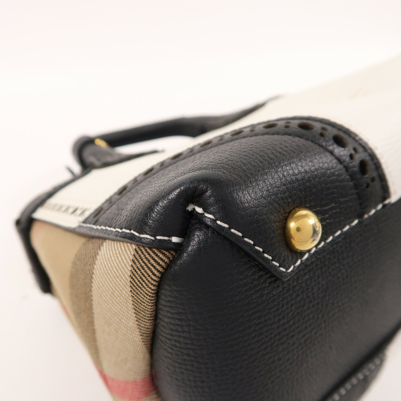 BURBERRY 牛皮皮革/帆布2 Way Shoulder金扣手挽肩背兩用袋-10