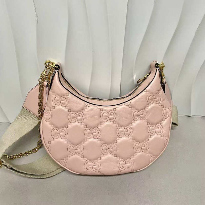 Gucci / 古馳 牛皮 粉色系 Matelasse 腋下包 單肩包-1