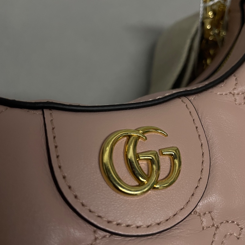 Gucci / 古馳 牛皮 粉色系 Matelasse 腋下包 單肩包-4