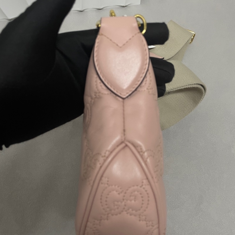 Gucci / 古馳 牛皮 粉色系 Matelasse 腋下包 單肩包-7