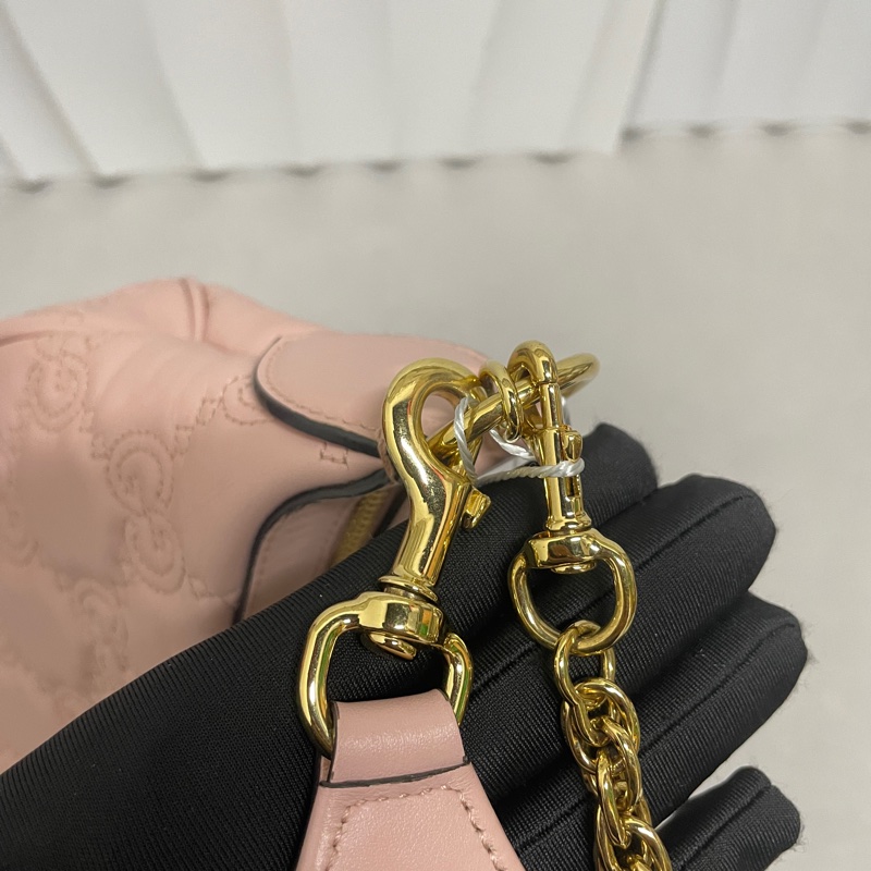Gucci / 古馳 牛皮 粉色系 Matelasse 腋下包 單肩包-11