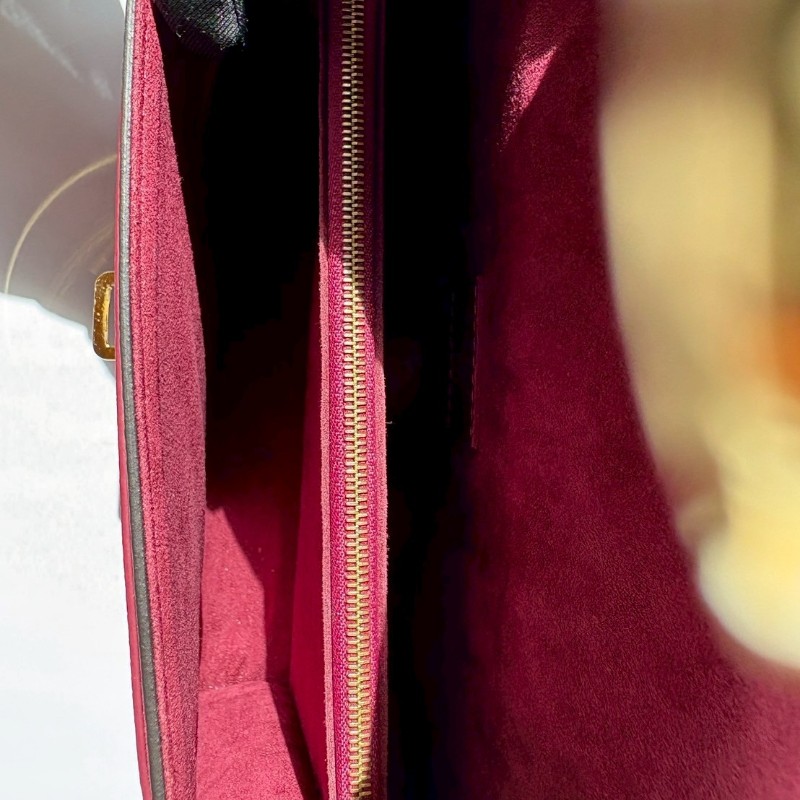 LV M41732 原花拼酒紅皮革金鍊口蓋包-21
