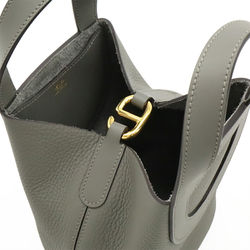 HERMES In the Loop 18 Taurillon Clemence 皮革手提包,Grimayer,灰色,U 印-6
