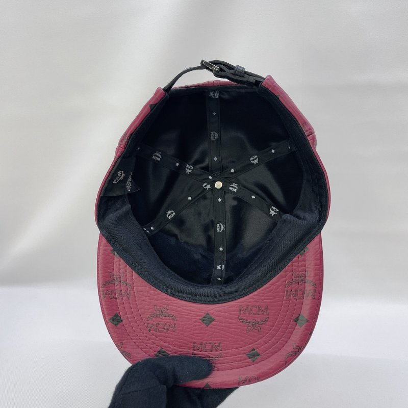 MCM 全新Logo皮革棒球帽-6