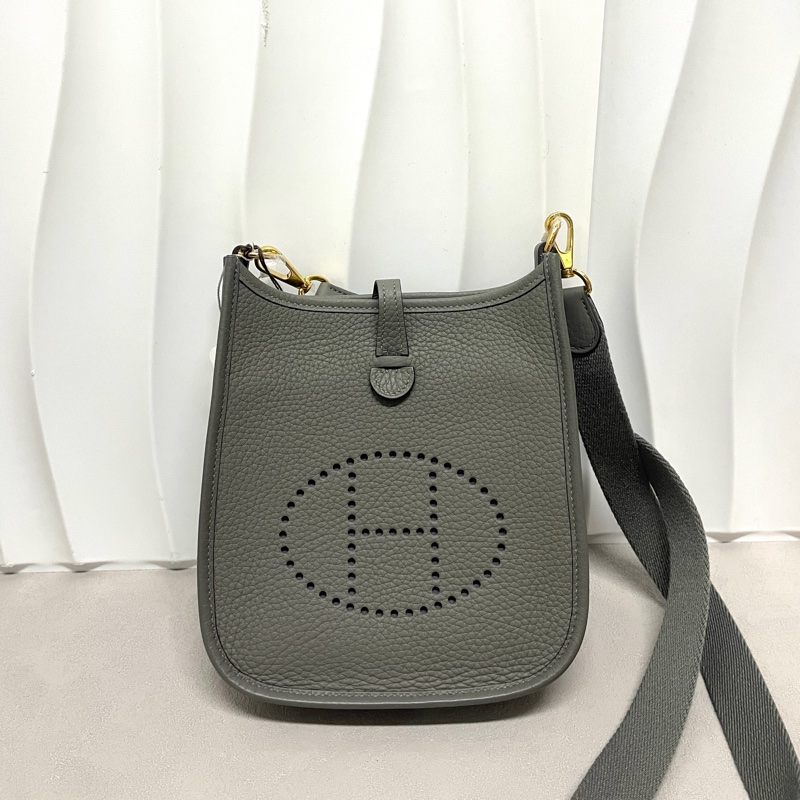 Hermès / 愛馬仕 Evelyne16 積雨雲灰 伊芙琳 牛皮 郵差包 斜挎包-0