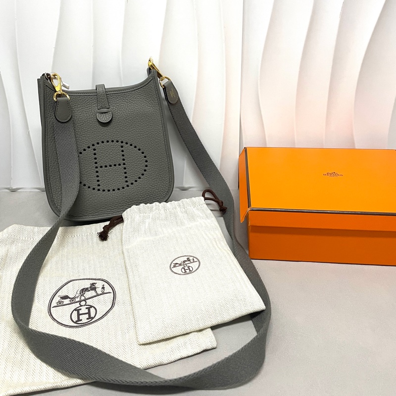 Hermès / 愛馬仕 Evelyne16 積雨雲灰 伊芙琳 牛皮 郵差包 斜挎包-18