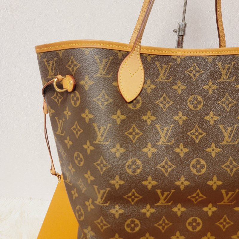 我最美 LOUIS VUITTON LV 原花帆布 Neverfull MM 肩背包 M41177 桃紅內裡 托特包 購物包 子母包 附小包包-5