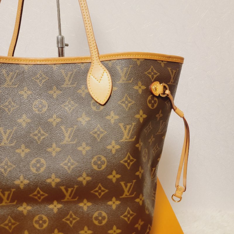 我最美 LOUIS VUITTON LV 原花帆布 Neverfull MM 肩背包 M41177 桃紅內裡 托特包 購物包 子母包 附小包包-6