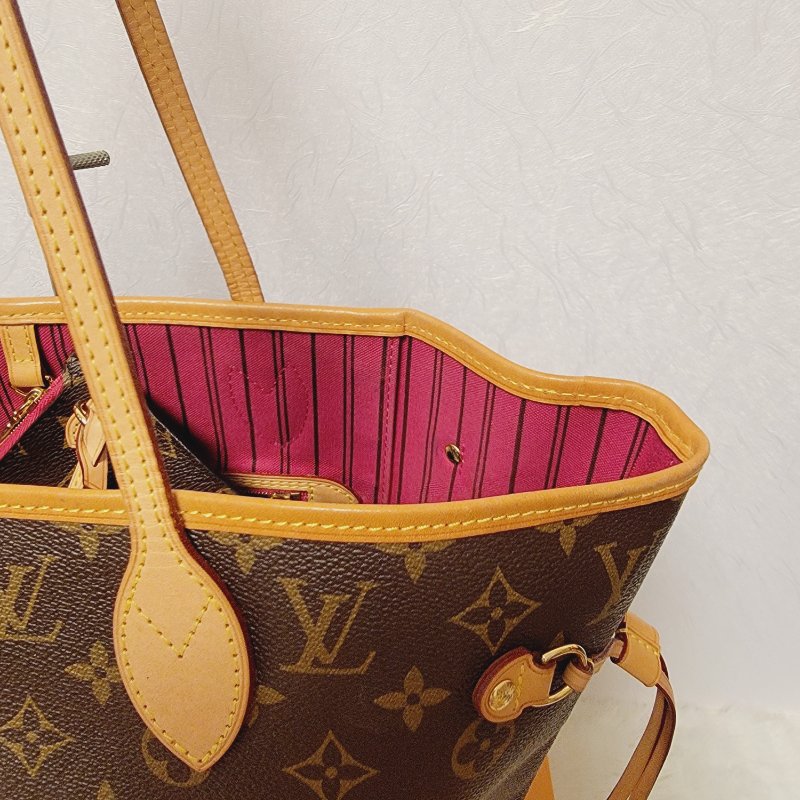 我最美 LOUIS VUITTON LV 原花帆布 Neverfull MM 肩背包 M41177 桃紅內裡 托特包 購物包 子母包 附小包包-8