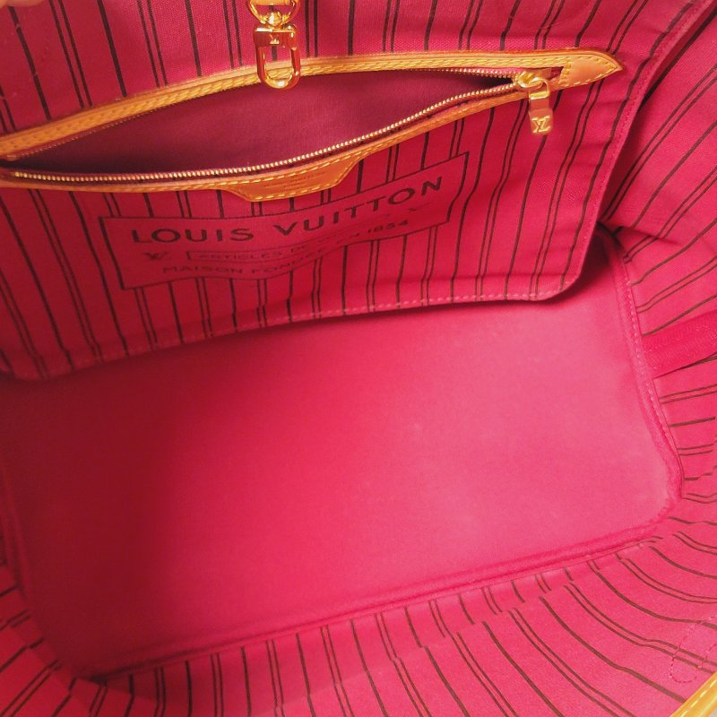我最美 LOUIS VUITTON LV 原花帆布 Neverfull MM 肩背包 M41177 桃紅內裡 托特包 購物包 子母包 附小包包-14