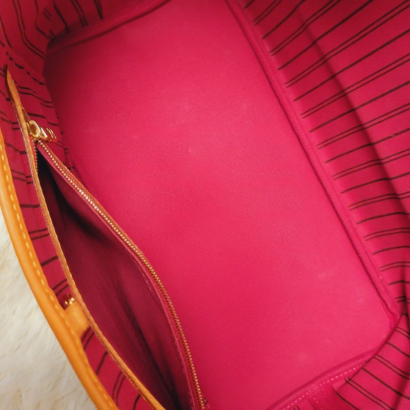 我最美 LOUIS VUITTON LV 原花帆布 Neverfull MM 肩背包 M41177 桃紅內裡 托特包 購物包 子母包 附小包包-16