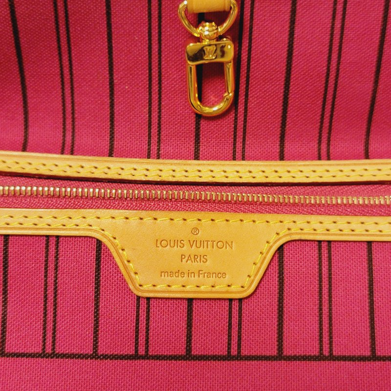 我最美 LOUIS VUITTON LV 原花帆布 Neverfull MM 肩背包 M41177 桃紅內裡 托特包 購物包 子母包 附小包包-18