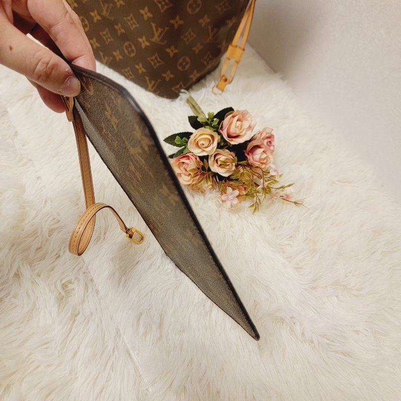 我最美 LOUIS VUITTON LV 原花帆布 Neverfull MM 肩背包 M41177 桃紅內裡 托特包 購物包 子母包 附小包包-23