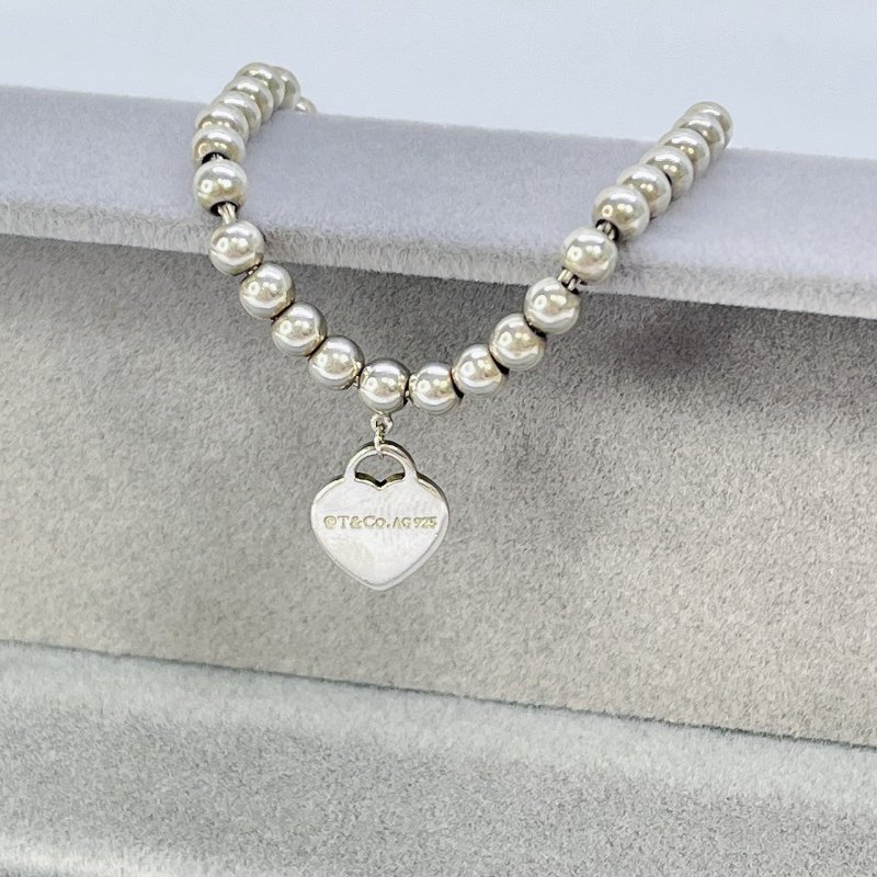 Tiffany 純銀心形吊飾手鏈-2