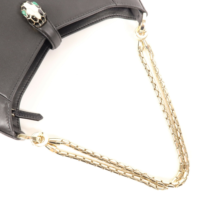 BVLGARI 牛皮皮革Serpenti Baia金扣鏈帶肩背袋-7