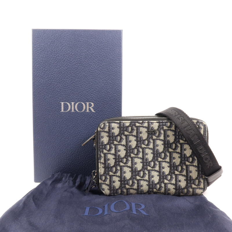 Dior 帆布Zipped Pouch With Strap銀扣肩背袋-8