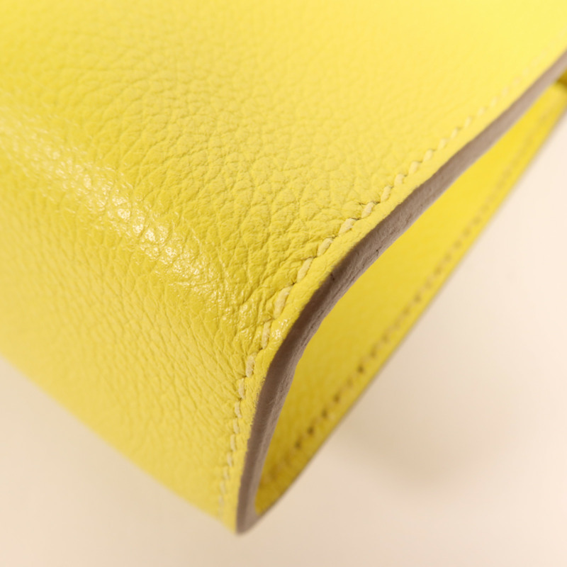 HERMES Evercolor皮革Clic-H 21銀扣肩背袋Lime-8