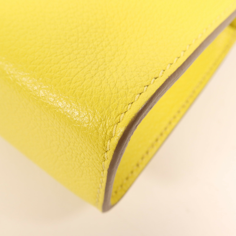 HERMES Evercolor皮革Clic-H 21銀扣肩背袋Lime-10