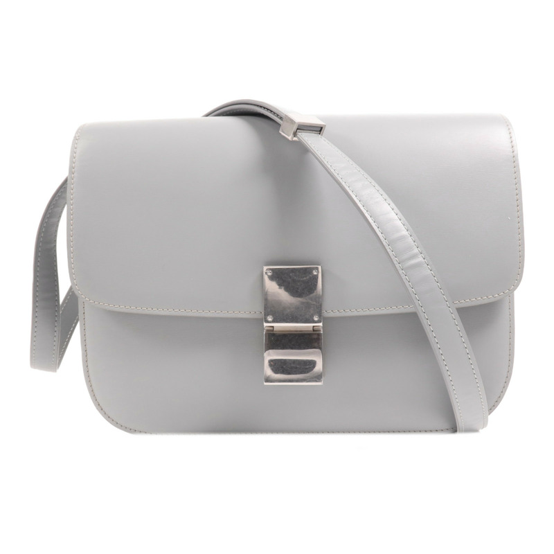 CELINE 牛皮皮革Classic Box銀扣肩背袋-0