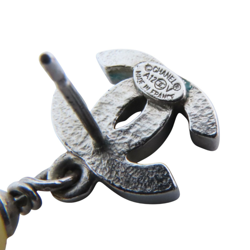 CHANEL 金屬/仿珍珠Earrings銀扣耳環-7